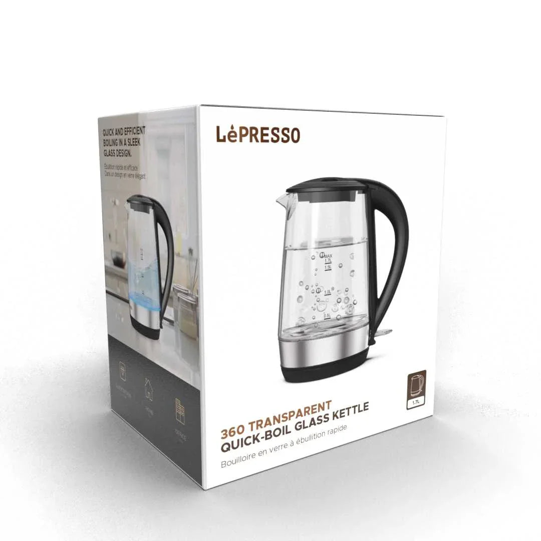 LePresso 360 Transparent Quick-Boil Glass Kettle - Tashqila LePresso 360 Transparent Quick-Boil Glass Kettle - Tashqila